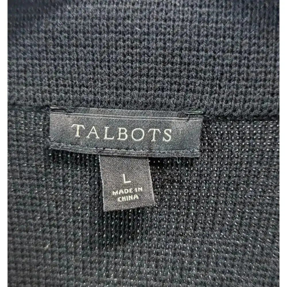 Talbots Sweater Blazer Womens Large 12 14 Black 1 Button Stretch Jacket Zip Knit